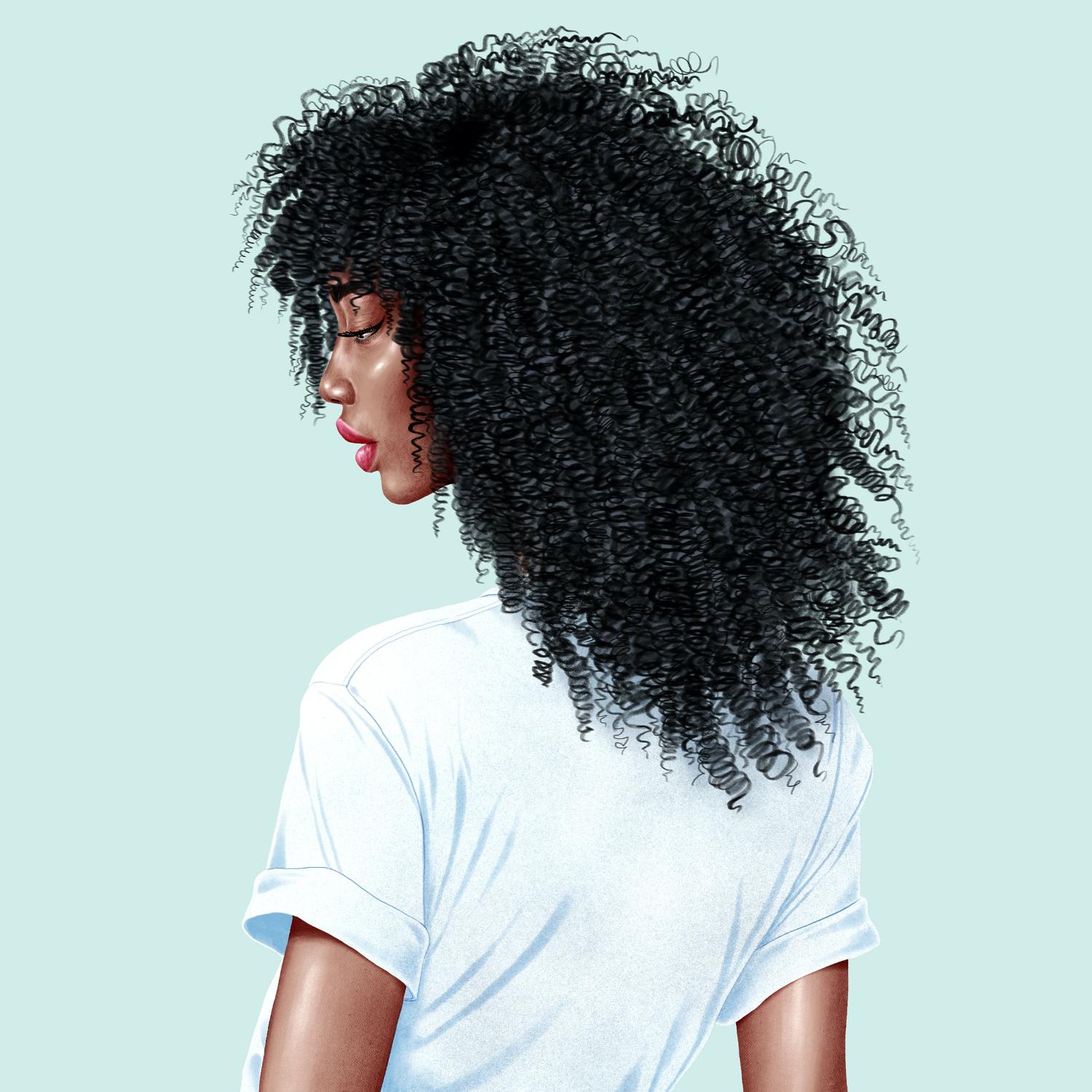 Illustration of a model with a long and loose haircut